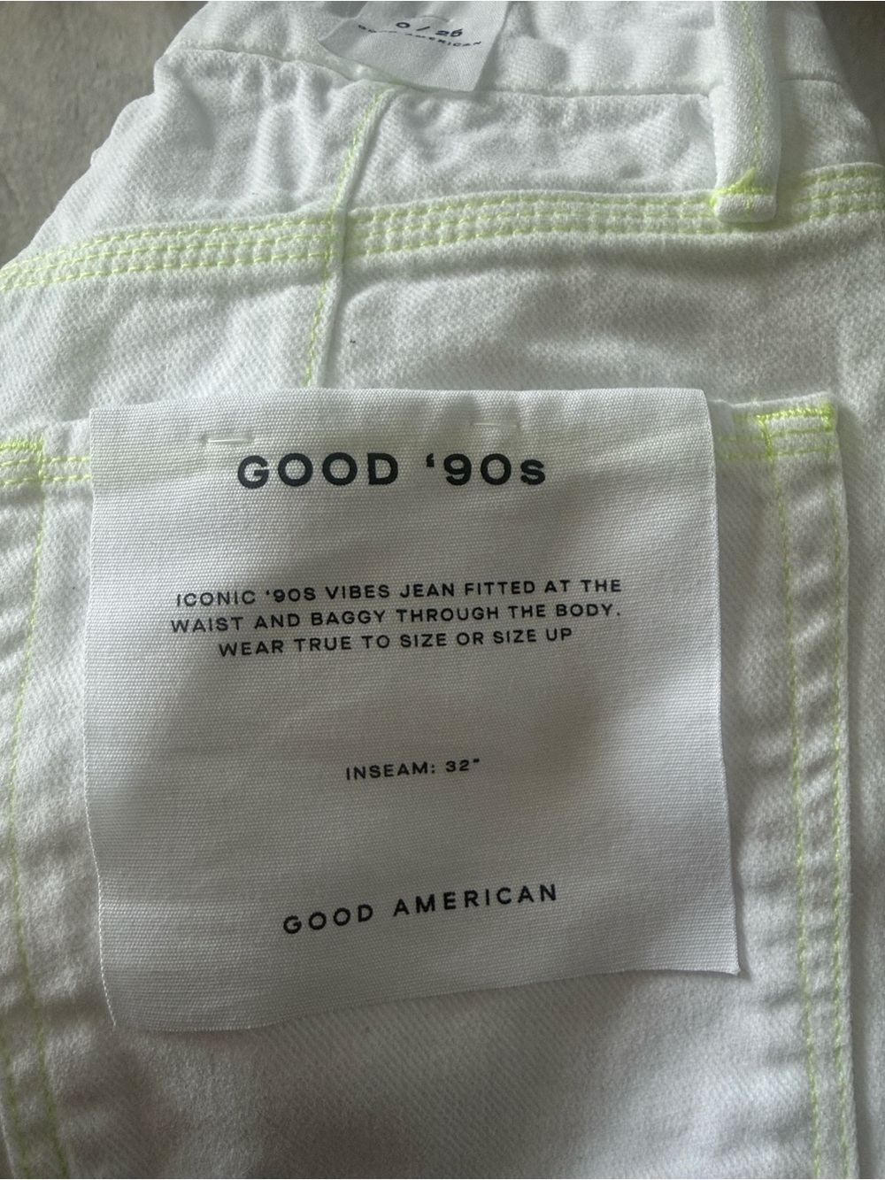 NEW Good American Good 90’s white Utility jeans Pants 0/25 - Picture 2 of 6